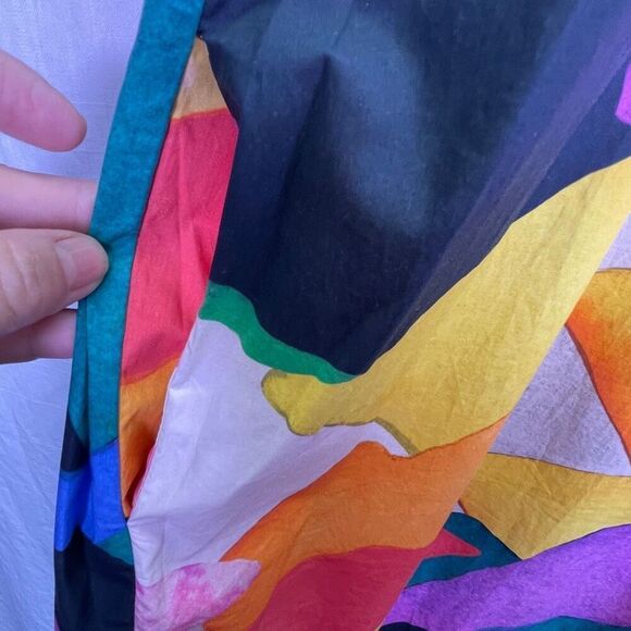 Mara Hoffman Multicolor Sara Printed Puff Sleeve Cotton Poplin Midi Dress Sz XXS - Picture 4 of 12